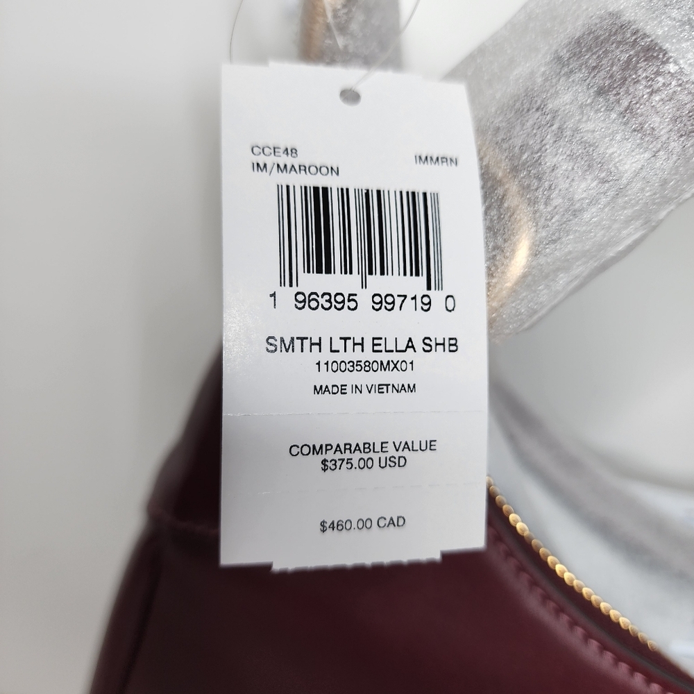 Coach Ella Maroon Shoulder Bag - Picture 5 of 8